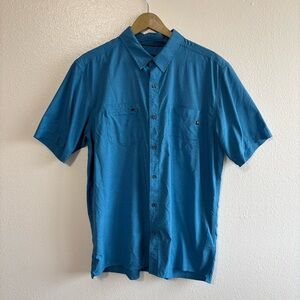 Marmot Men’s Size XL Blue Short Sleeve Nylon Button Up Shirt Outdoor Travel